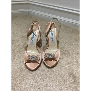 Jimmy Choo Elegant Satin Heels with Crystal Details